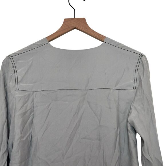 Rag & Bone Debbie XXS Silk Surplice long sleeves gray Minimalist blouse - Picture 8 of 12